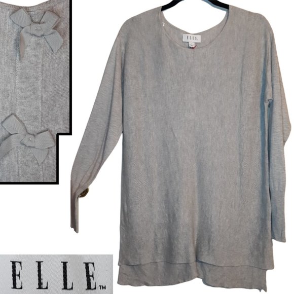 Elle Sweaters - Bow back tunic length sweater